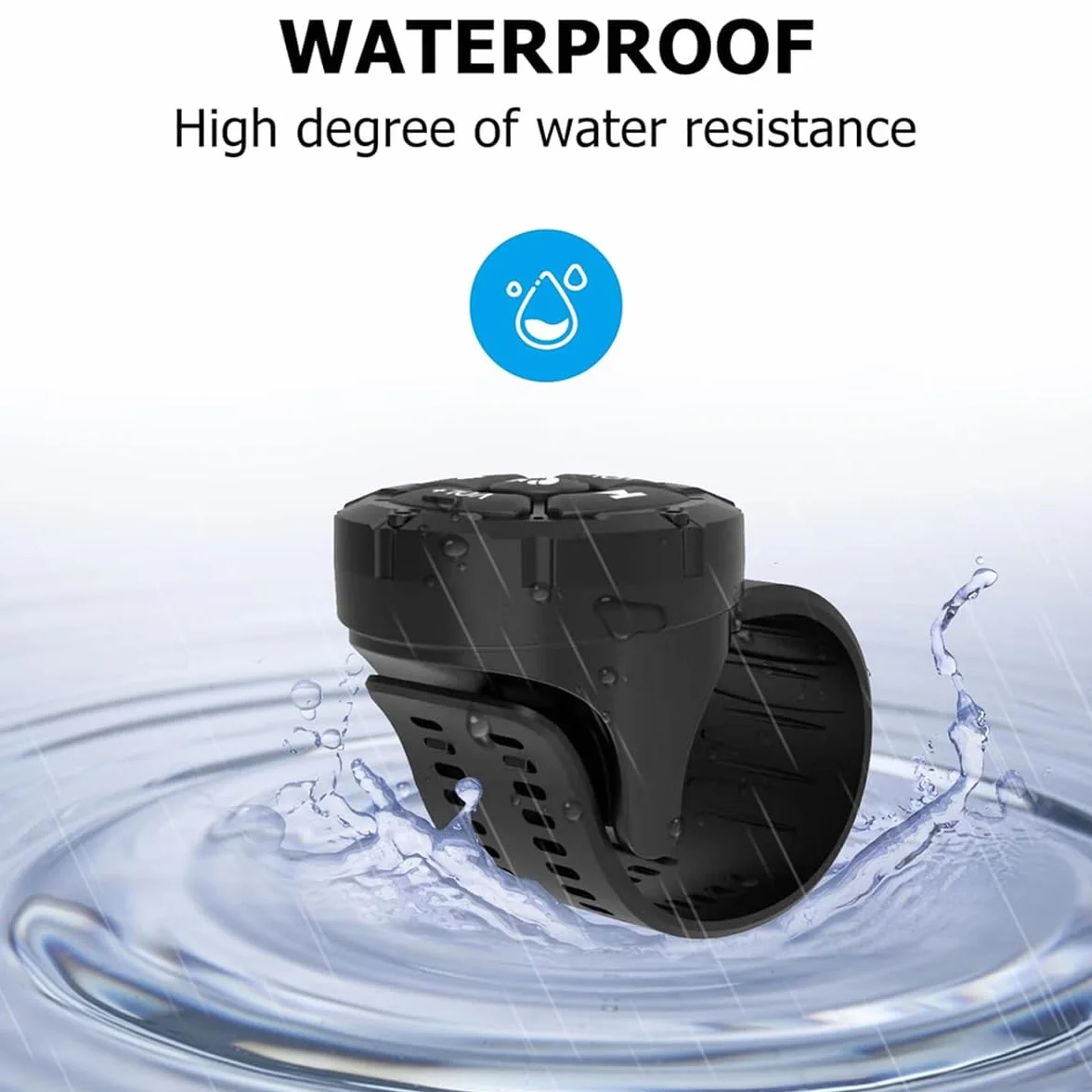Tipo di cinturino Pulsante telecomando wireless per volante Pulsante multimediale universale impermeabile IP67 con pulsanti luminosi Bluetooth 5.3 compatibile per auto moto iOS e Android 4.0+