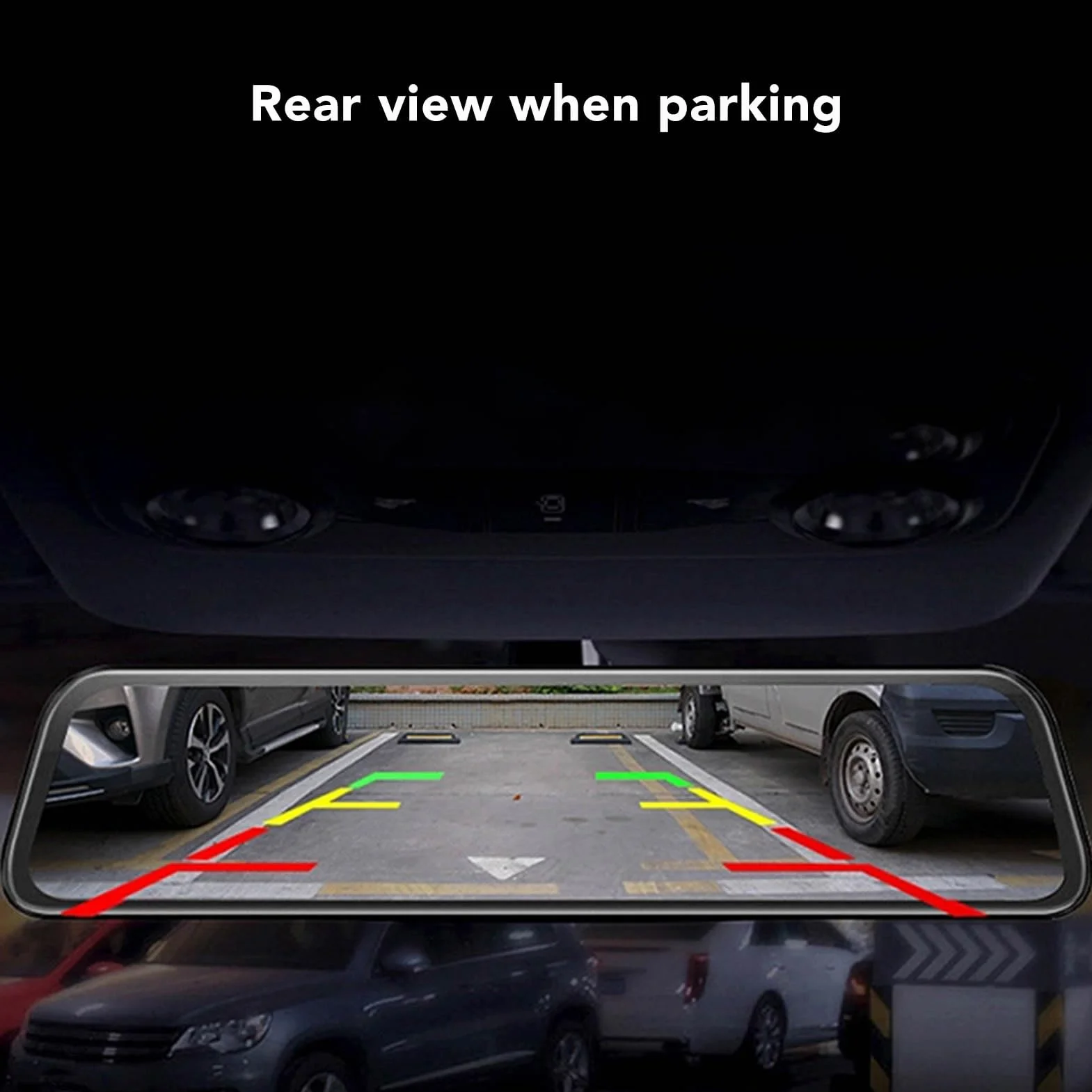 Dash Cam con Specchio da 9,66 Pollici Telecamera per Specchietto Retrovisore Anteriore e Posteriore, Doppia Fotocamera Anteriore e Posteriore Touch Screen, Fotocamera di Backup