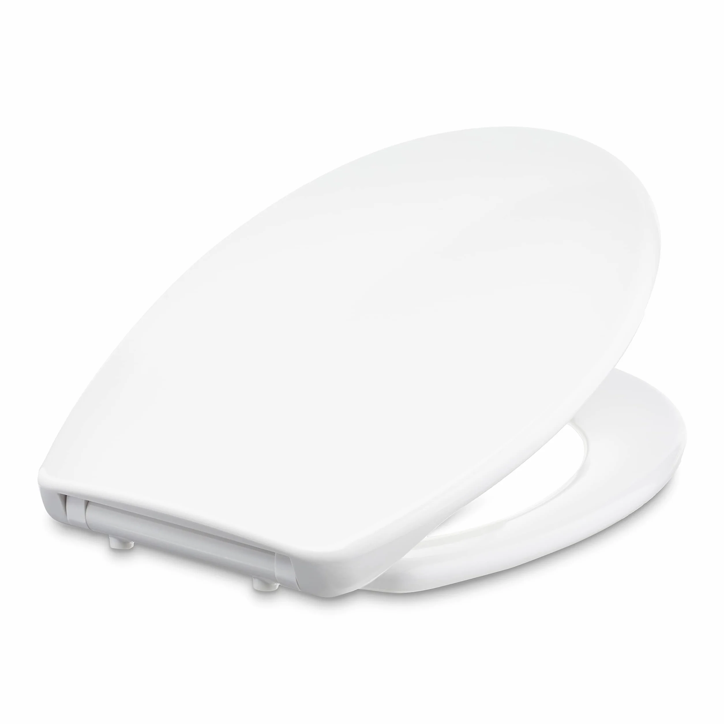 Amazon Basics Ovale Sedile WC in urea, resistente, con chiusura ammortizzata e sgancio rapido, dimensioni universali, 37 x 42.5 cm, Bianco
