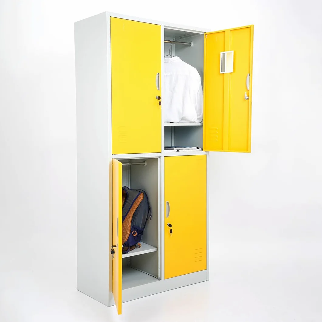 ARMADIETTI SPOGLIATOIO IN METALLO 85X180X42-4 ANTE SOVRAPPOSTE GRIGIO BLU ARANCIONE GIALLO VERDE - Giallo