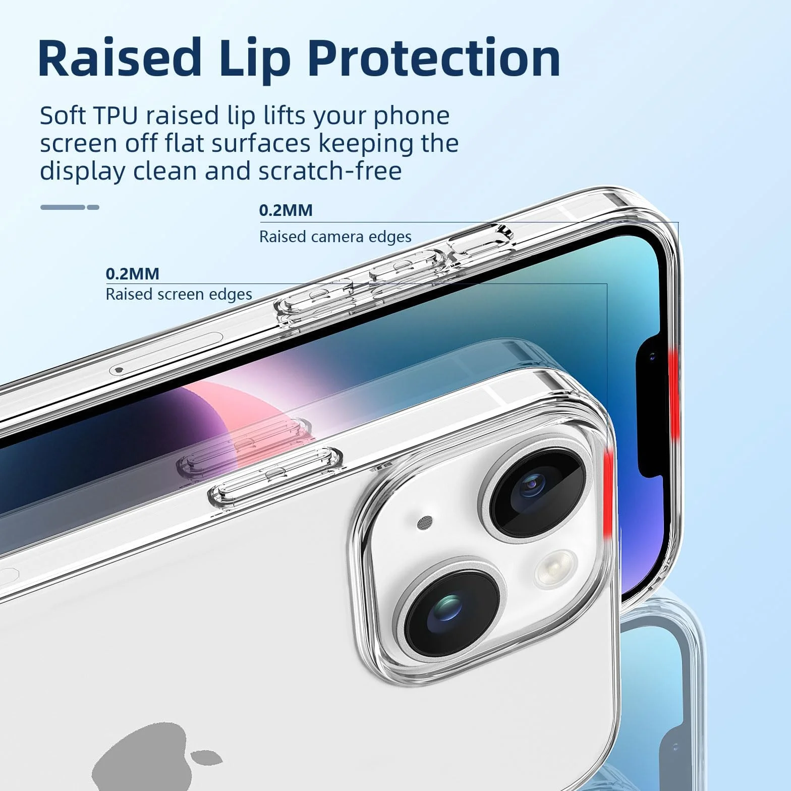 NEW'C Cover per iPhone 14 (6,1 Pollici) Gel TPU in silicone ultra trasparente e 2 × vetro temperato per iPhone 14 (6,1 Pollici), Pellicola proteggi schermo