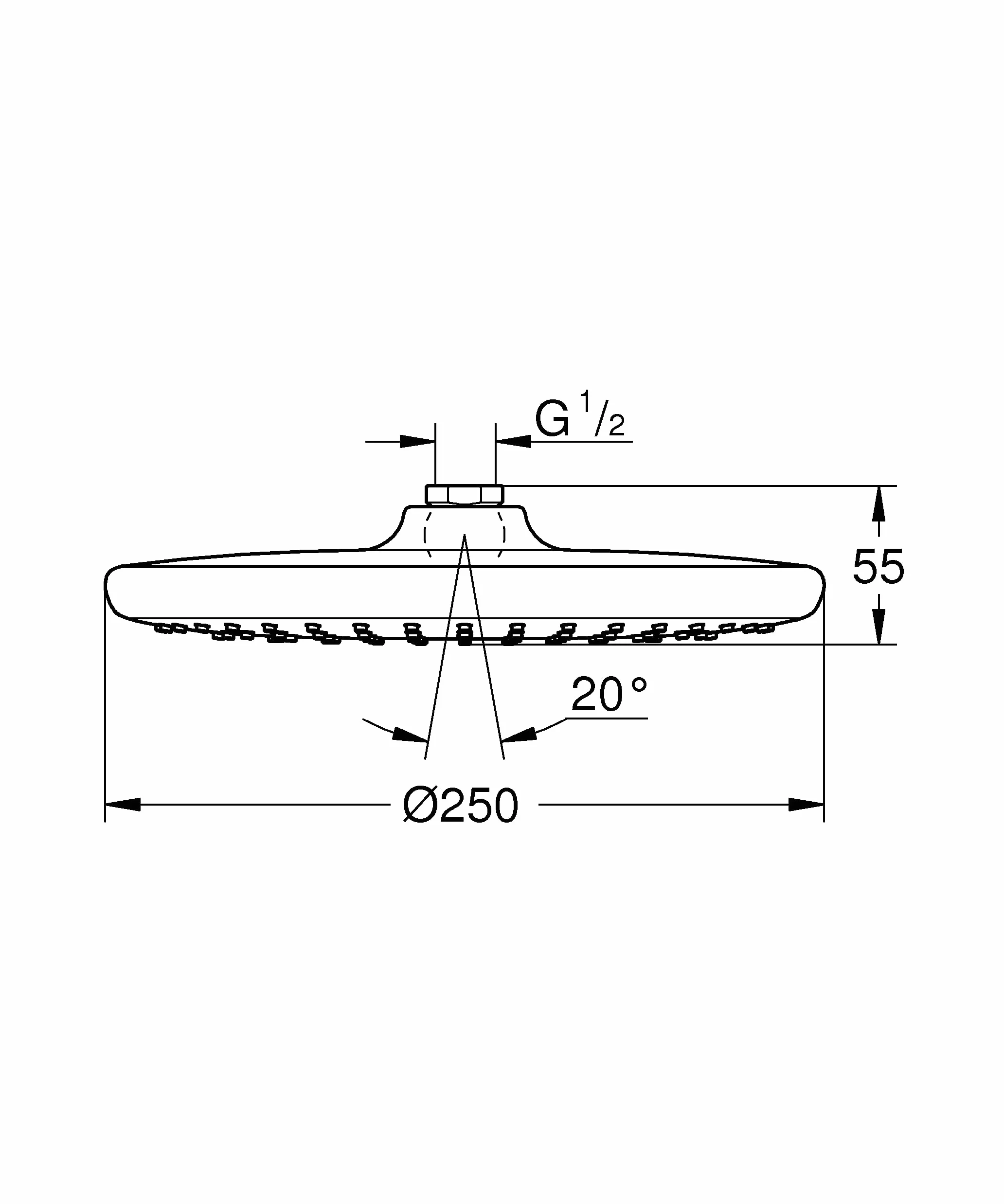 GROHE Vitalio Start 250 Soffione Doccia Cromo 1 getto 250 mm Raccordo a sfera