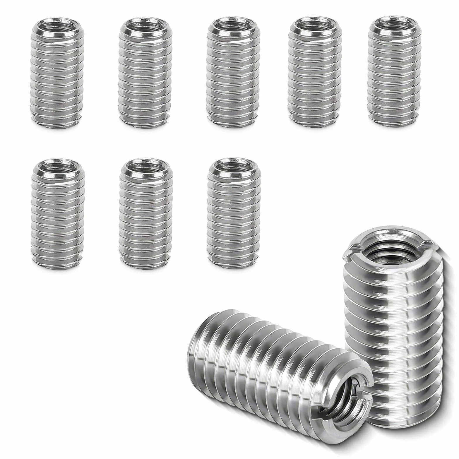 10 inserti filettati M8 su M6,adattatore filettato in acciaio inox,filettatura interna M6 X 1 e filettatura esterna M8 X 1,25,Inserto filettato autofilettante per automobili dispositivi