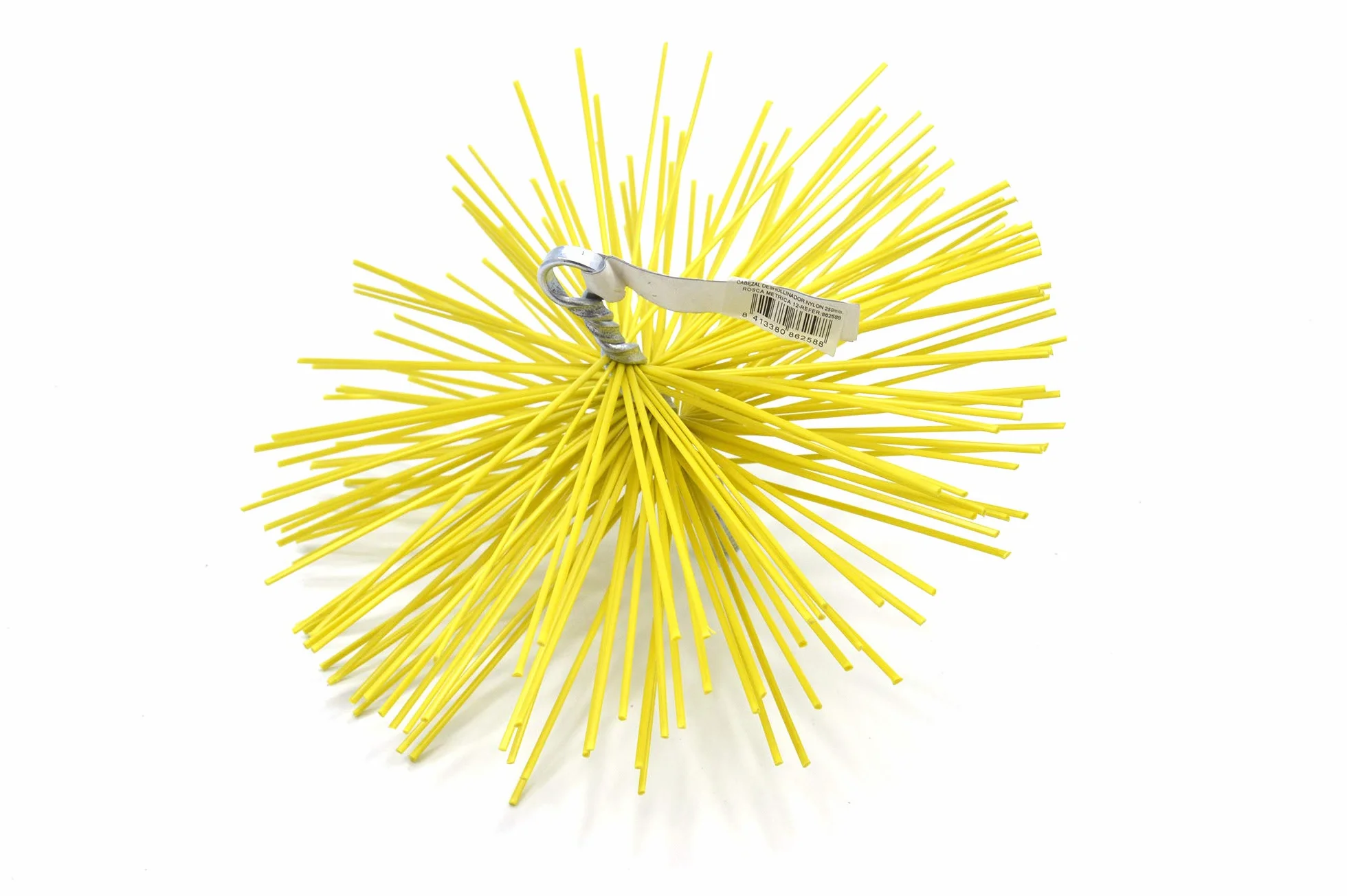 Pyro Feu 862564 Testina spazzacamino nylon 150 mm filettatura metrica 12, Giallo