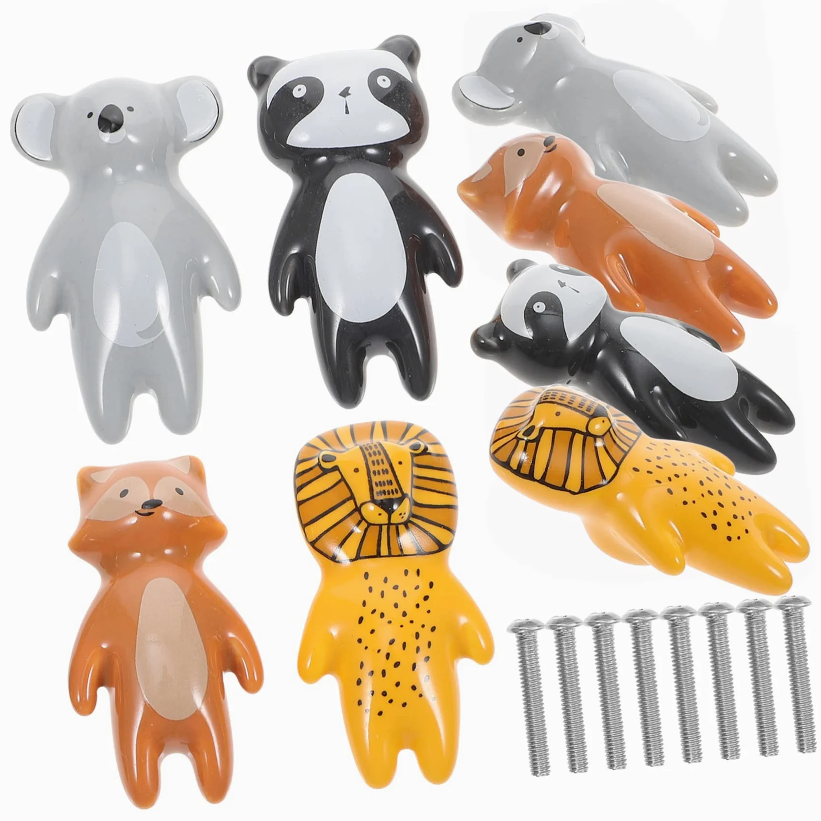 NUOBESTY Pomelli Facili da Installare a Forma di Animale in Ceramica 8 Pezzi Decorativi per Armadio e Mobile per Camera dei Ragazzo Ragazza