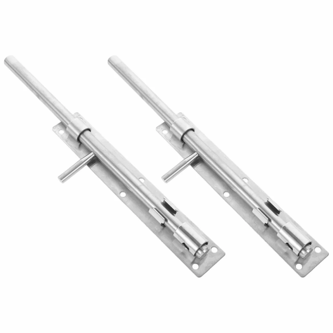 HEALLILY 2 Pezzi Chiavistello in Acciaio Inox, Chiusura Porta Scorrevole, Argento, per Porte e Cancelli, per Ante Singole e Doppie, Sicurezza Casa e Ingresso