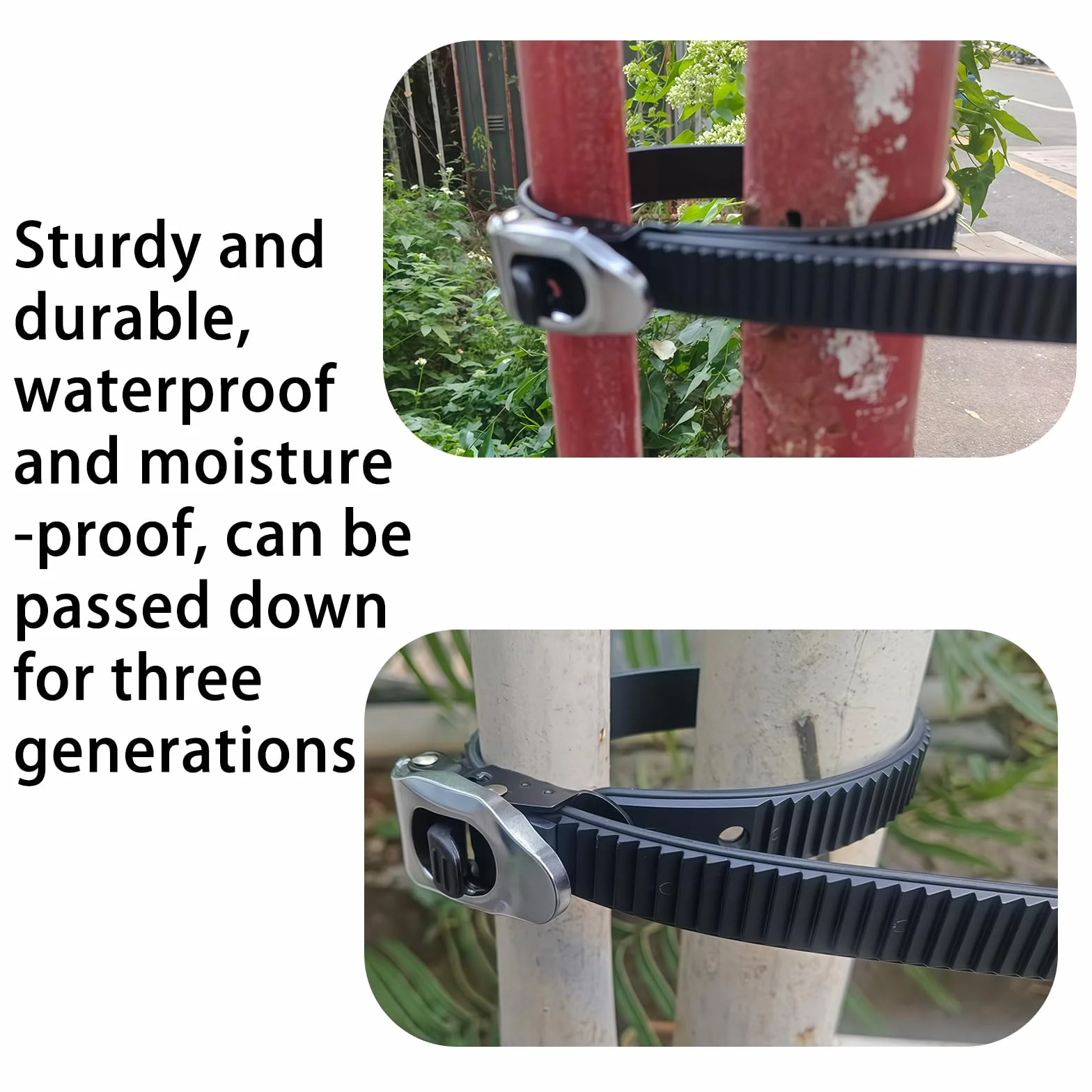 Heavy-Duty Stainless Steel Ratchet Zip Ties 12/20 Inch Reusable Grip Lock Straps 3pcs
