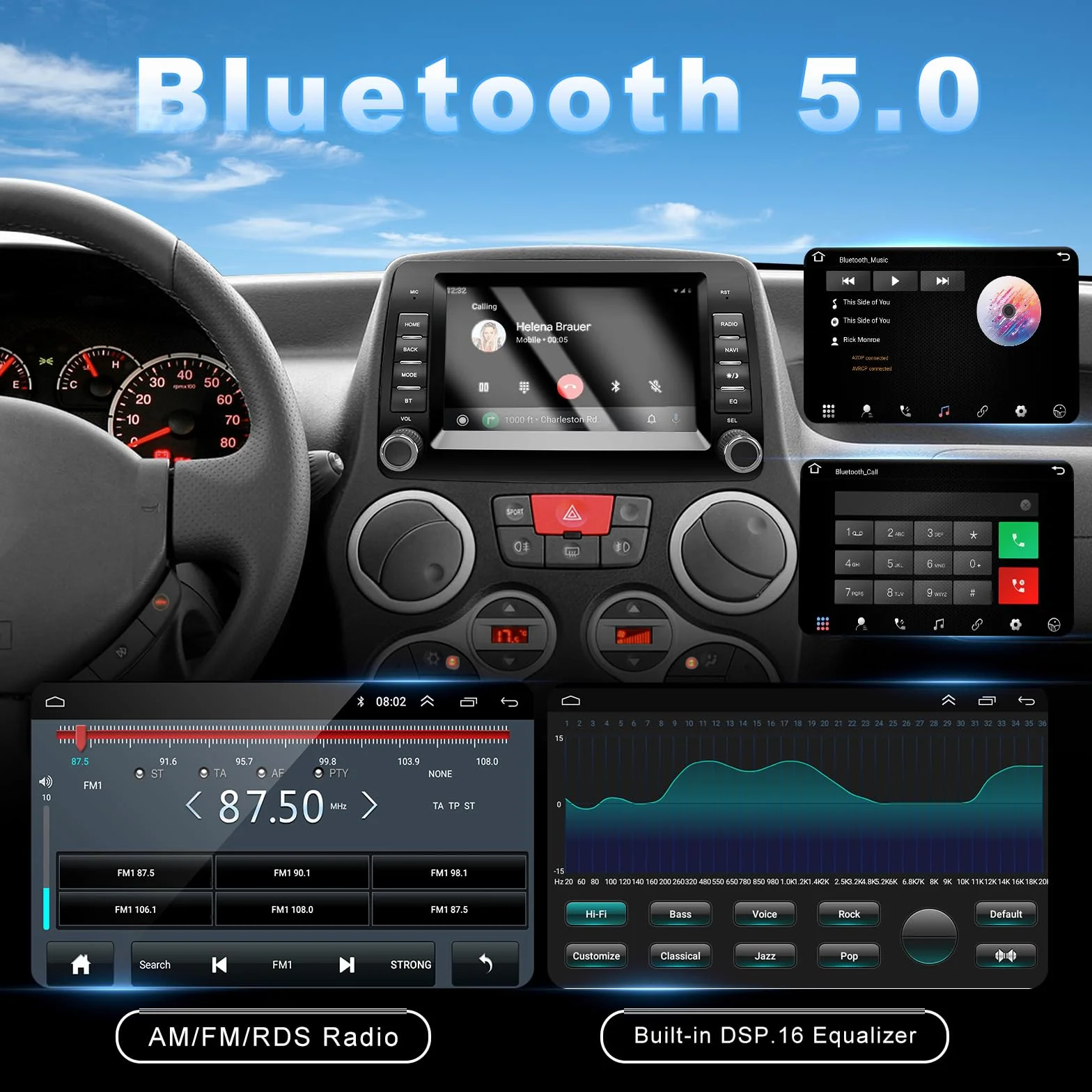 Autoradio per Fiat Panda 169 (2003-2012) con Android Auto e CarPlay Wireless, RDS Car Radio Android Stereo con Telecamera Retromarcia/Mic/CANbus BOX/App Store 2G+32G