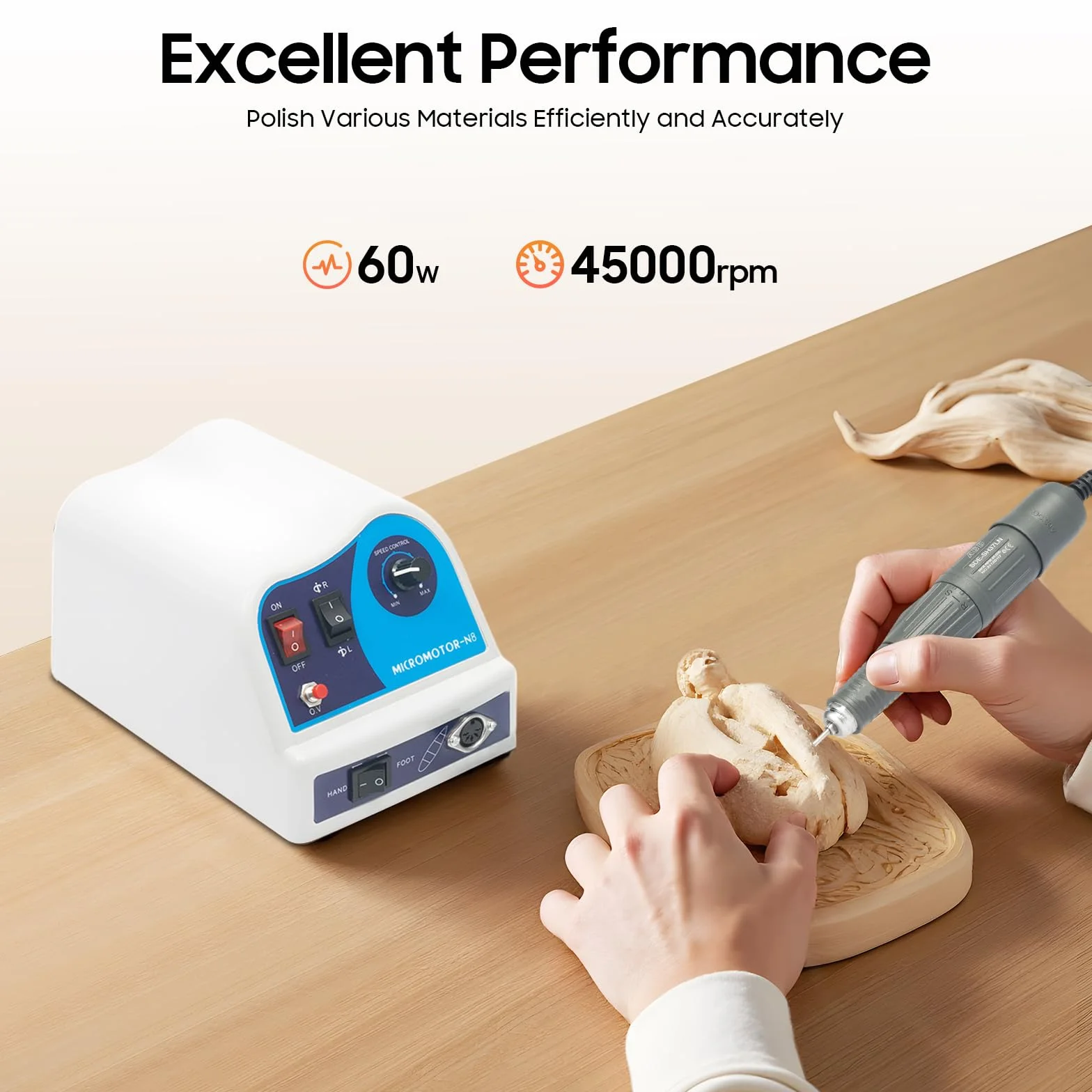 Micromotore elettrico da laboratorio 80 W 0-45000 giri/min per lucidatura e molatura