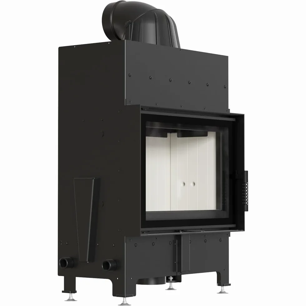 KRATKI Inserto per camino in acciaio a legna FLOKI 8 kW Ø160 frontale A S | Acciaio nero, efficienza 79,7%, classe A. Ecodesign, BImSchV 2; per recupero calore.; combustione efficiente; basse emissioni