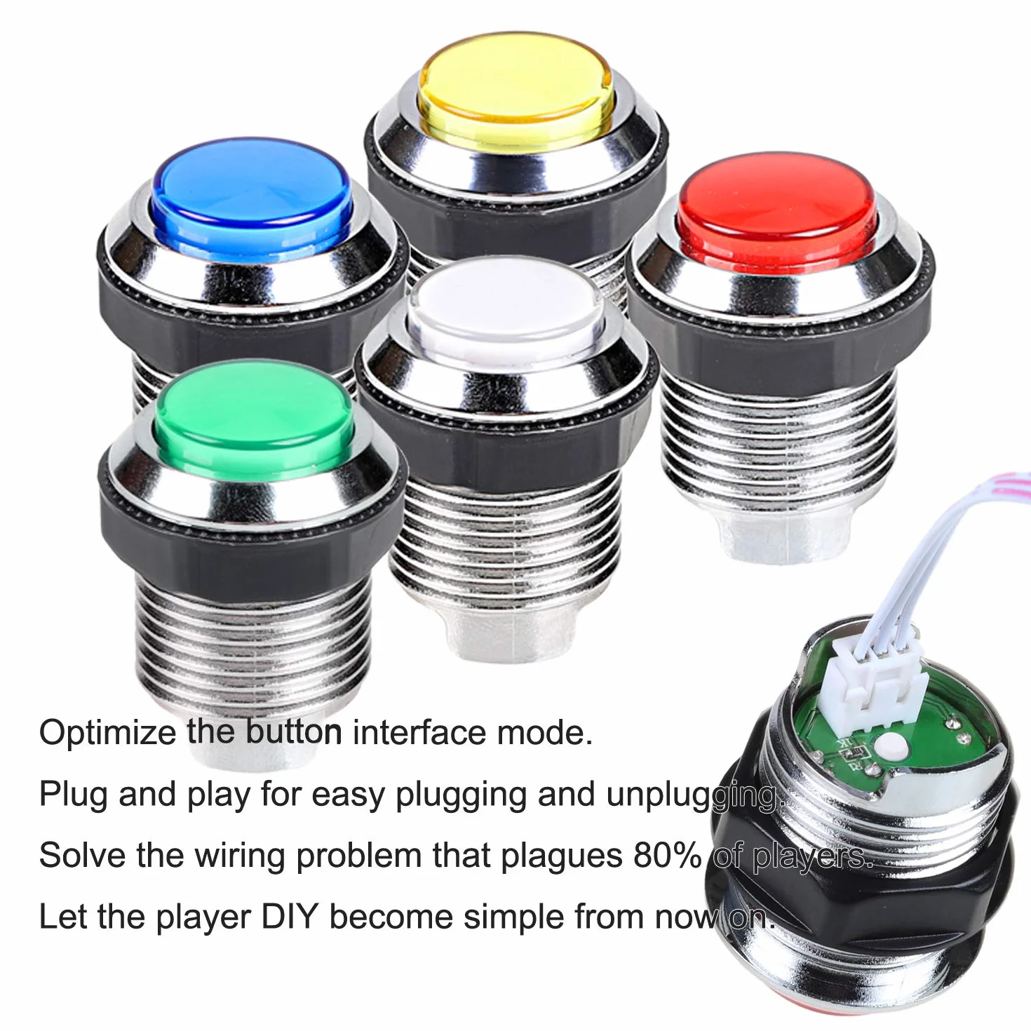 EG STARTS 2 Giocatori Classic Arcade Contest Kit Fai da Te USB Encoder per PC Joystick + Chrome LED Illuminato Pulsante 1 e 2 Giocatori Pulsanti Moneta per Arcade Mame Raspberry Pi 2 3 3B Giochi