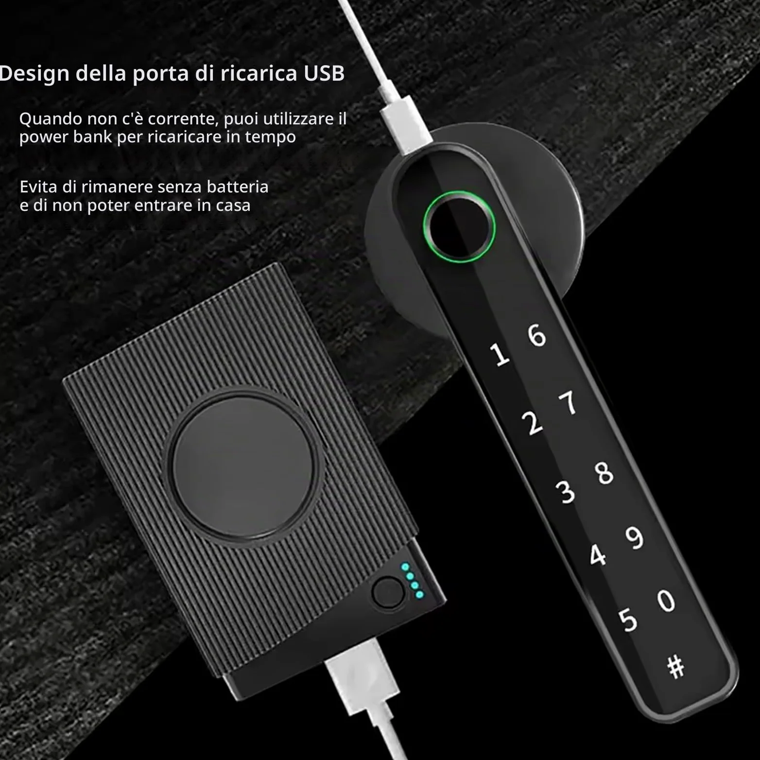 NEWFUN Serratura Smart, Serratura Smart Porta Blindata, Adatto per Porte Interne con Uno Spessore Compreso tra 35 e 55 Millimetri, Quattro Varianti di Apertura, Nero