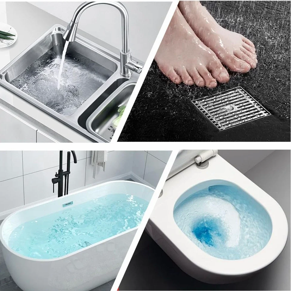 Sturascarici ad Alta Pressione con 4 Ventose, Stura Lavandini e Scarichi Professionale con Manometro, Pompa Stura Scarichi a Pressione, per Vasca da Bagno Cucina Bagno, Rosso