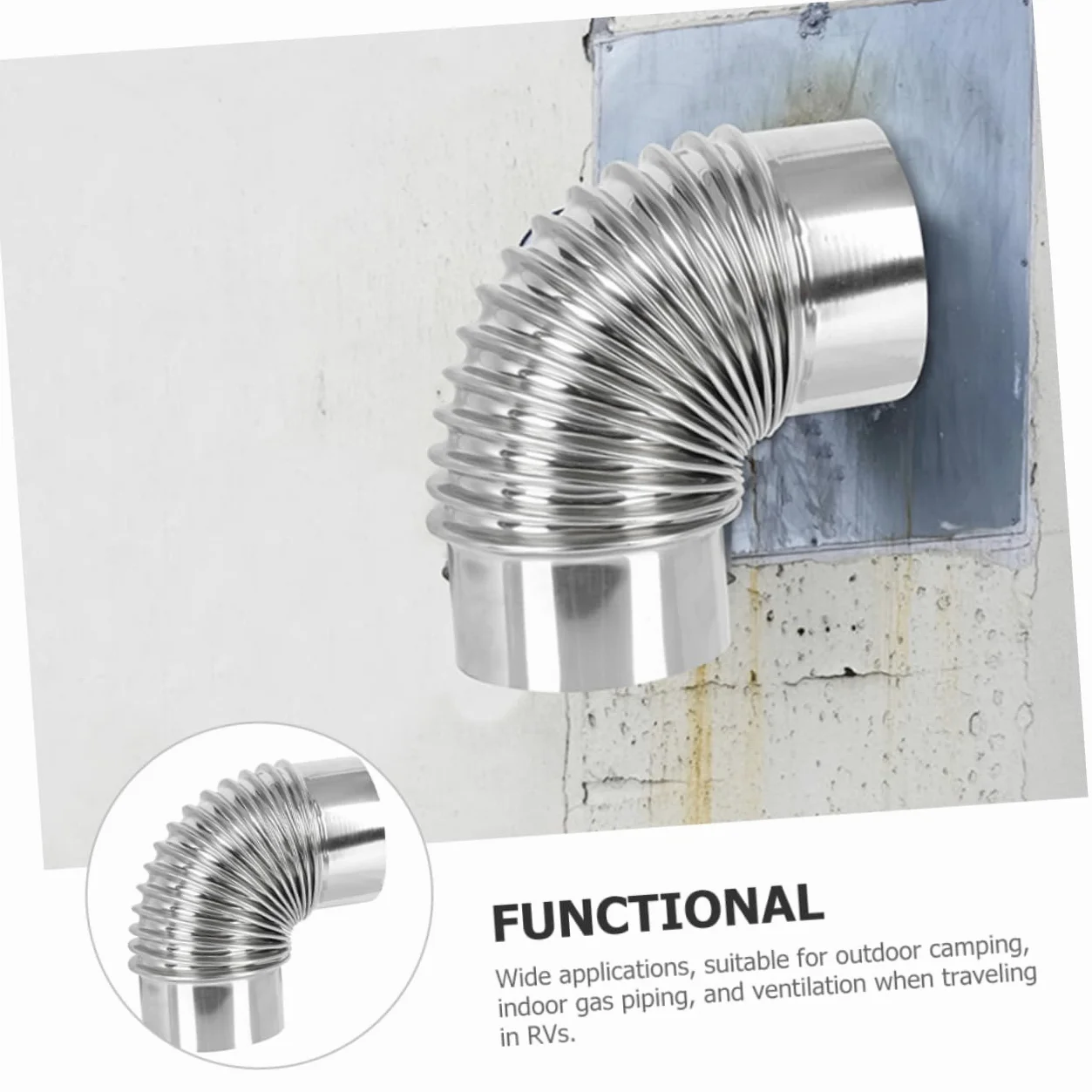 Hemobllo 5pezzi Elbow Chimney Flue Acciaio Inossidabile Gradi Tubo Flessibile Per Scarico Fumi Adatto Per Cucina e Bagno Resistente Alle Alte Temperature