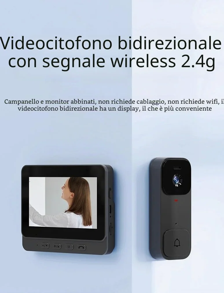 X7 - Videocitofono smart per uso domestico, con schermo di visualizzazione, citofono wireless e videosorveglianza ad alta definizione