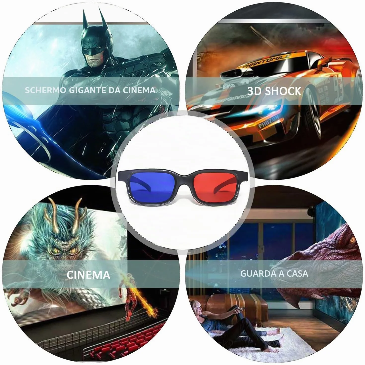 2occhiale rossi e blu, occhiali 3D, da sole 3D, lenti anti-appannamento e anti-graffio, adatti per spettacoli di luce, feste in vacanza, home theater, cinema