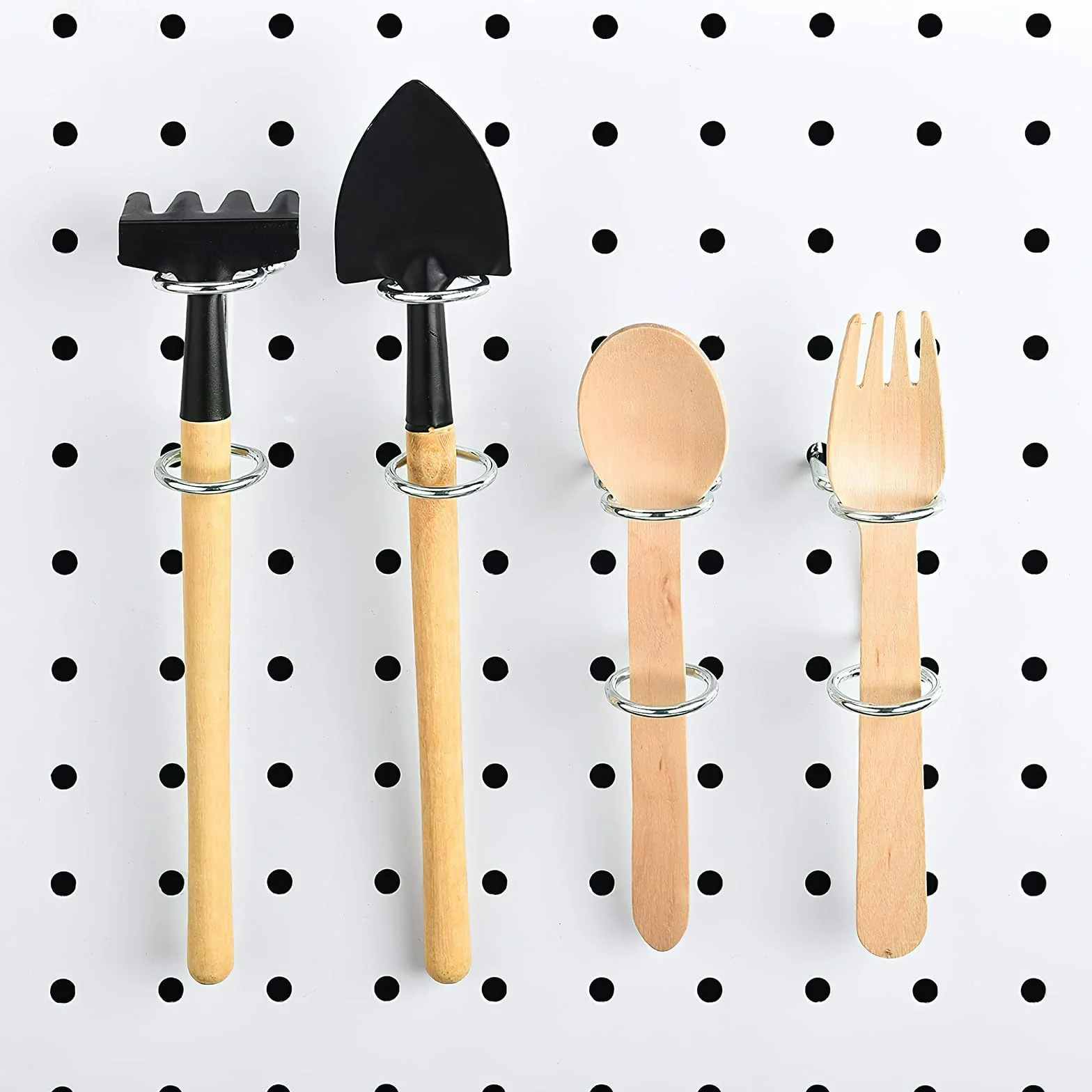 Organizzatori per Cacciaviti Pannello in Ferro 10 Pezzi, Ganci per Utensili a Doppio Anello per Pannelli Forati