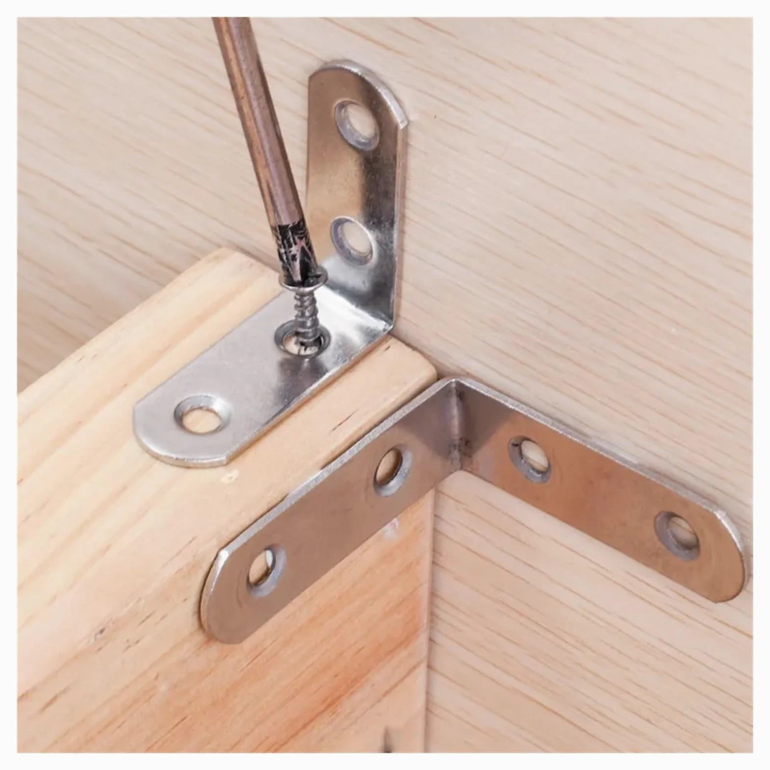 20/1 Set Staffa a L di supporti angolari Staffe ad angolo retto da 90 gradi con viti for mobili in legno for la casa Scaffali for sedie Adatto per il fissaggio e il supporto(20 Sets-16x20mm)
