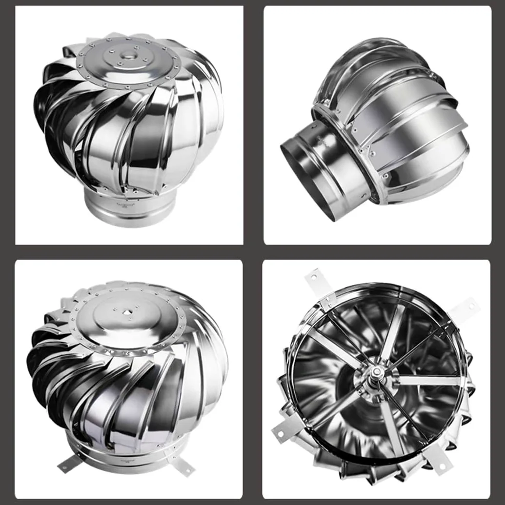 Comignolo Girevole Fumaiolo, Cappello Zincato Eolico, Fumaiolo Tondo Rotondo in Acciaio Inox, Cappello Eolico per Camini, 110/160/200/250/300/400mm (Misurare : 160mm/6.3in)