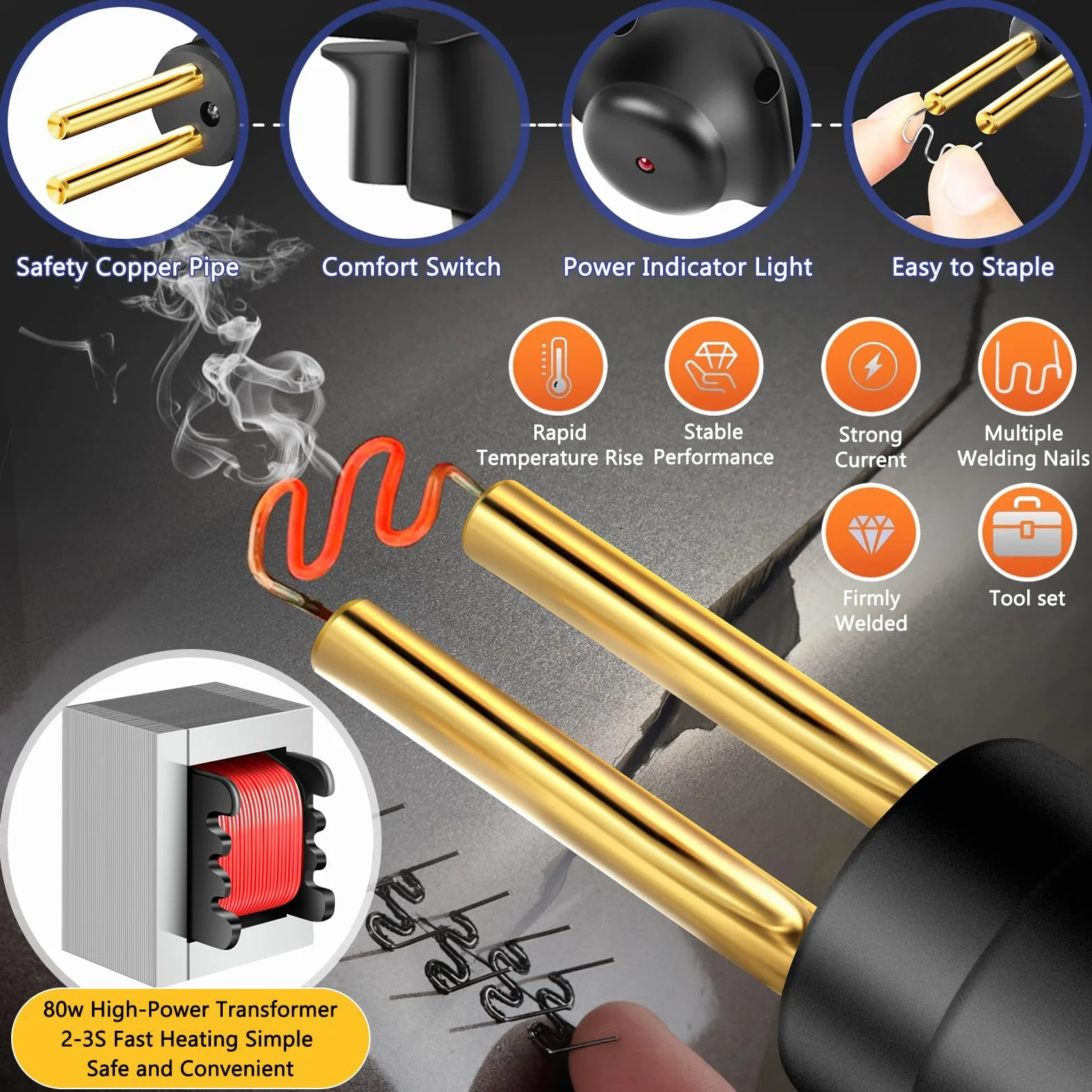 80W Saldatrice per Plastica,Kit di Riparazione Paraurti Auto con 800 Pezzi 6 Tipi Caldo Cucitrice,Saldatore Pistola Riparazione Macchina,Plastica Saldatrice Graffette Saldatura.