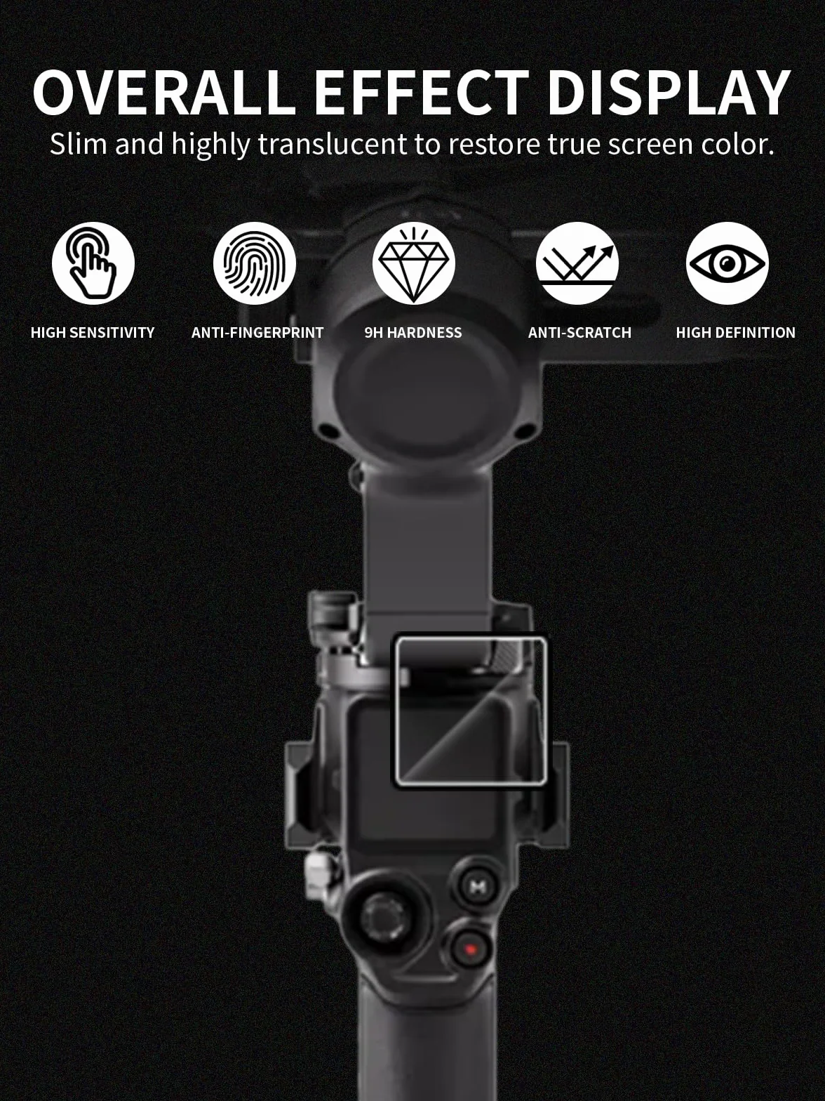 3 pellicole protettive per DJI RS5, 9H, in vetro temperato compatibile con DJI RS5, resistente, antigraffio, senza impronte digitali
