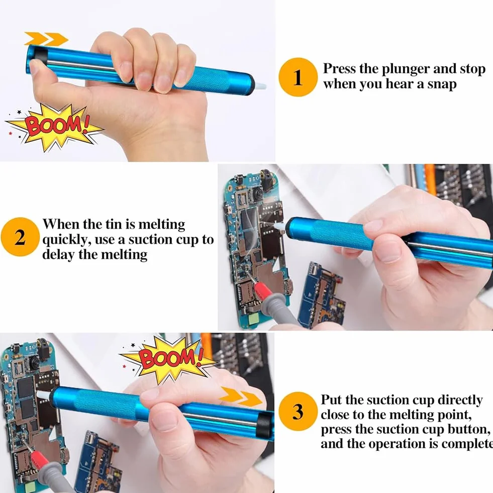 Pompa Dissaldante Aspirazione Stagno Saldatura Liquido Solder Sucker 2PC Blu Kiuiom