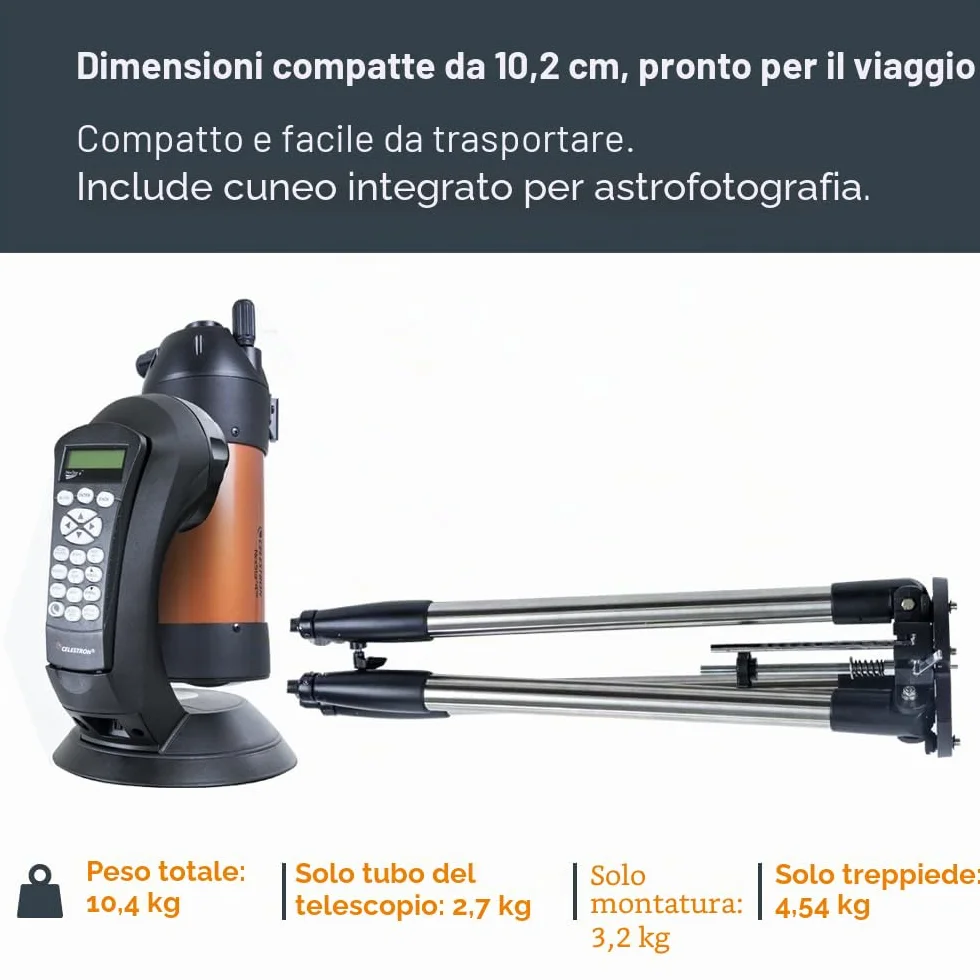 Celestron 11049 NexStar 4SE Telescopio Maksutov-Cassegrain computerizzato con montatura completamente automatica, tecnologia SkyAlign e rivestimento XLT, nero/arancio