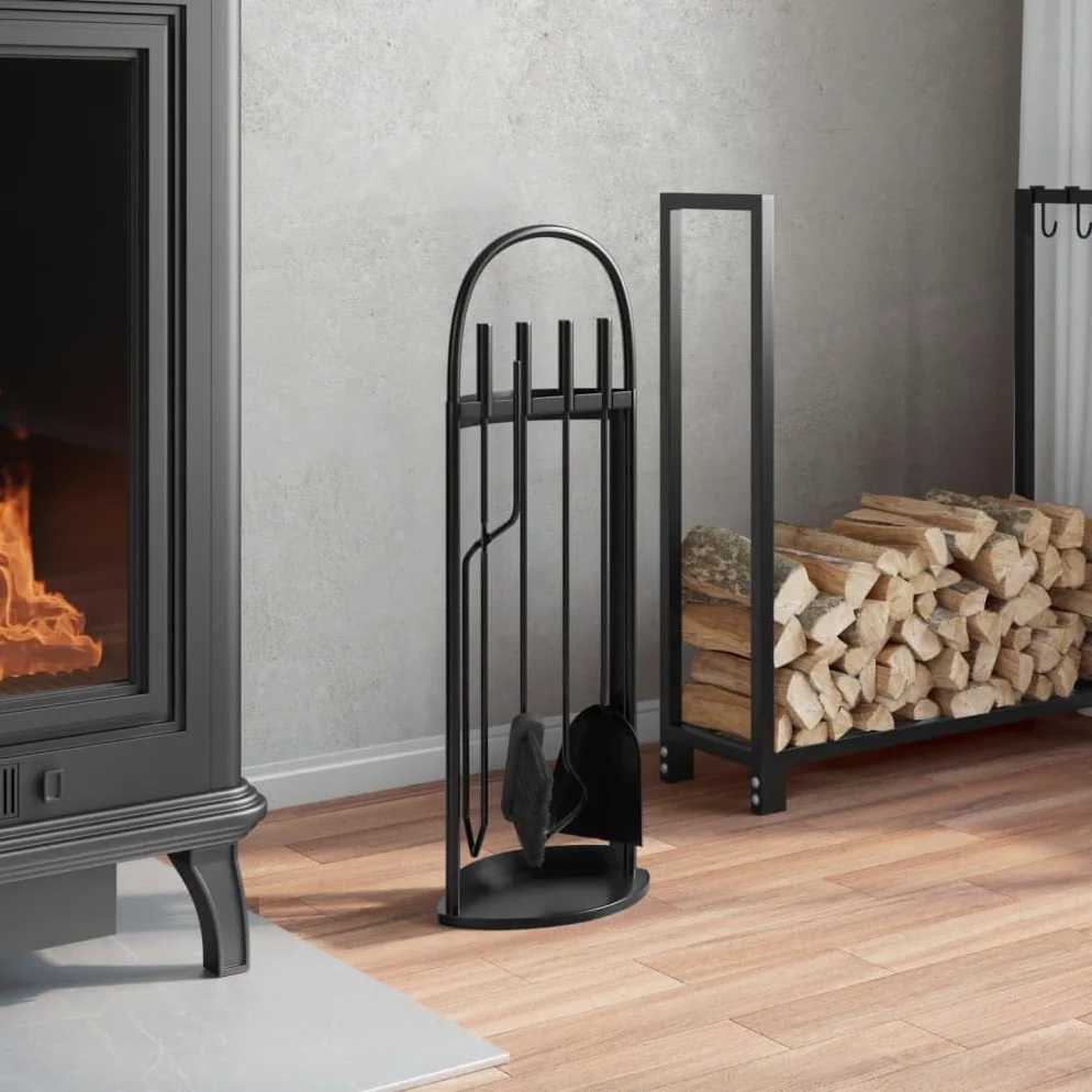 Gecheer Set Attrezzi per Caminetto 5 pz 23x15x66 cm in Acciaio,P156379