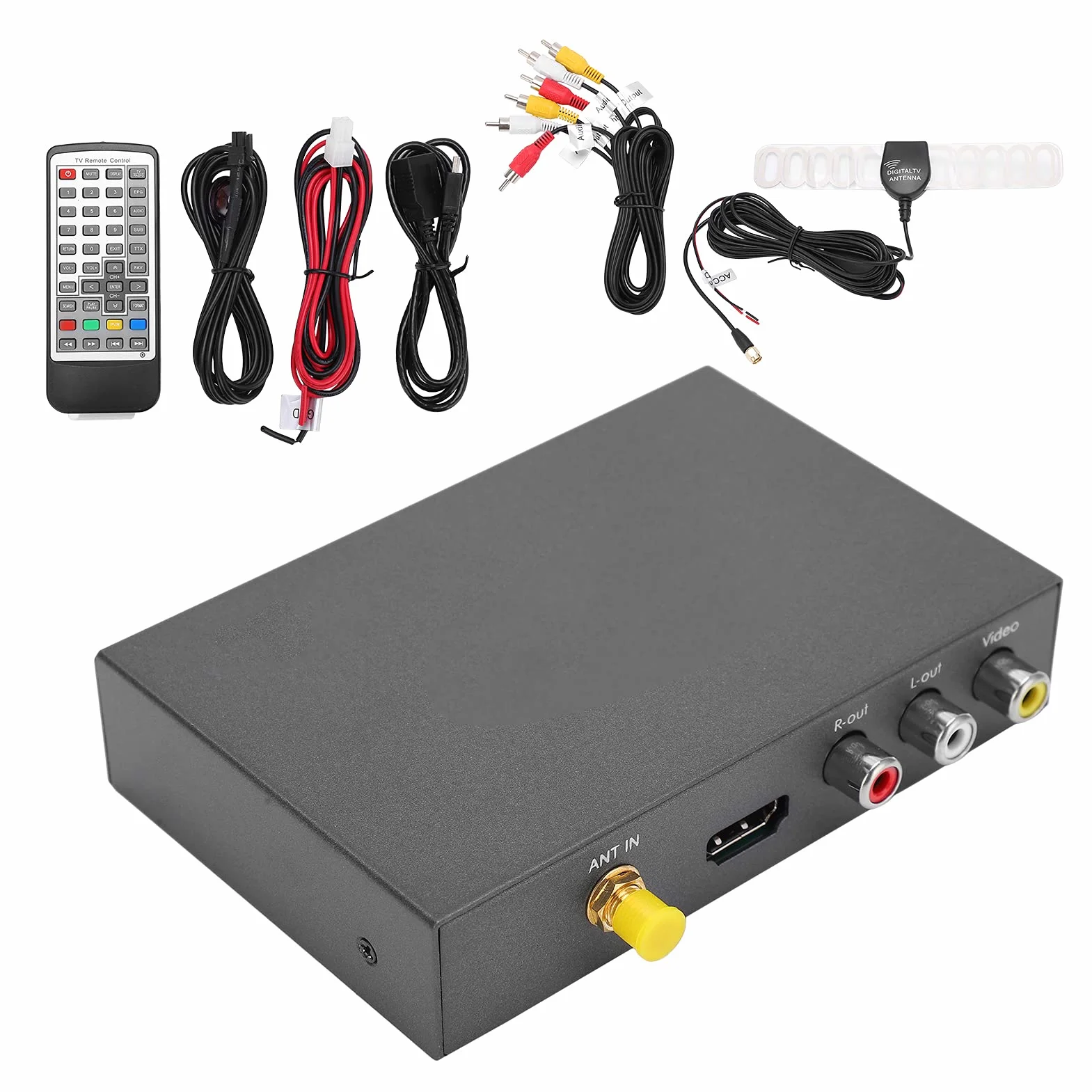 Sintonizzatore TV Digitale per Auto, Ricevitore TV Digitale per Auto H.265 DVB‑T2/T 6M/7M/8M Accessorio per Auto Antenna Ricevitore Sintonizzatore Analogico Telecomando
