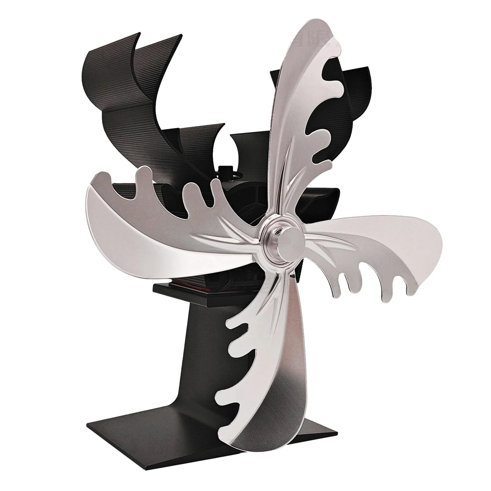 Ventilatore Stufa A Legna - Ventilatore Termico Per A 4 Foglie | Accessorio Per Stufa A Forma di Renna Alimentato A Calore, Circolatore Di Riscaldamento Non Elettrico, Ventilatore Per Stufa