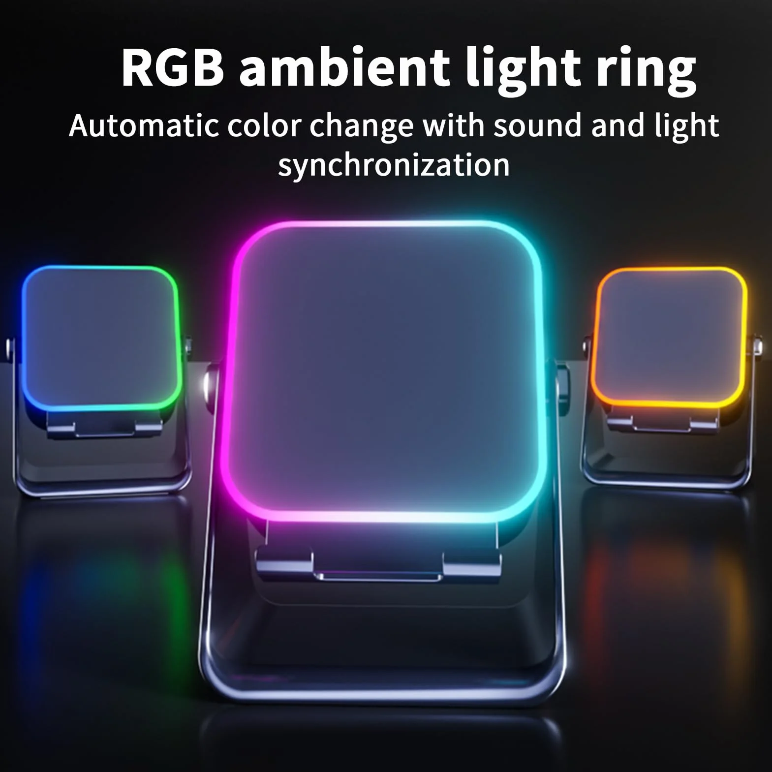 Wireless Induction Speaker, 10 W Folding Phone Holder Audio Smartphone Bracket with Light, Wireless Induction Speaker, Compact Music Player, Multi-Functional Desk Station, Use for HomeTravel