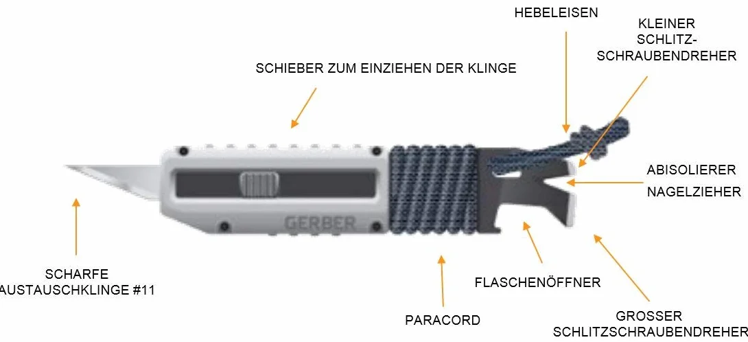 Gerber Strumento multi-uso con 8 funzioni, Acciaio inox, Grigio scuro