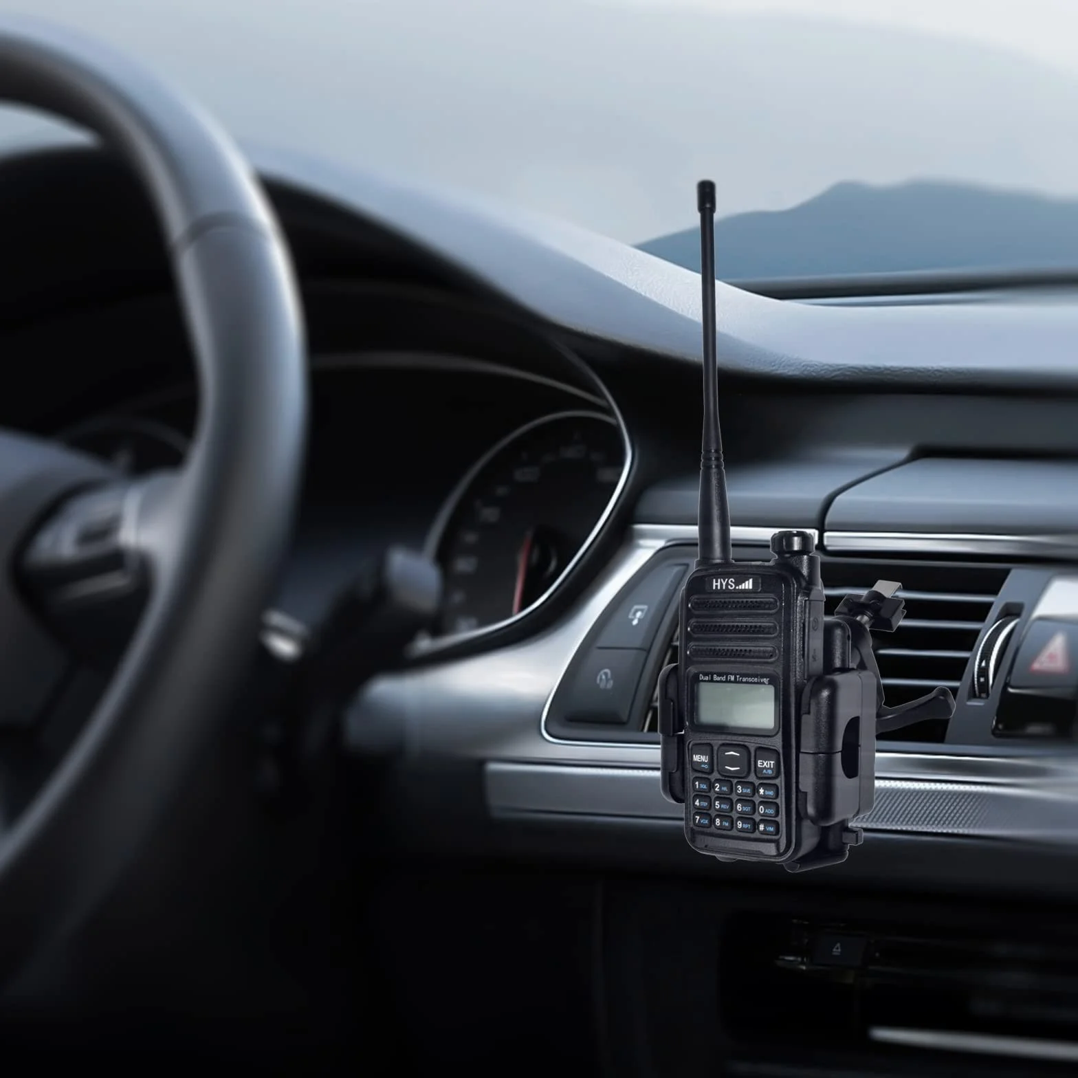 Yaesu Supporto radio per veicolo Rotate Walkie Talkie Mount Bracket compatibile con Motorola Baofeng Kenwood Icom Midland Retevis Portatile per Auto SUV
