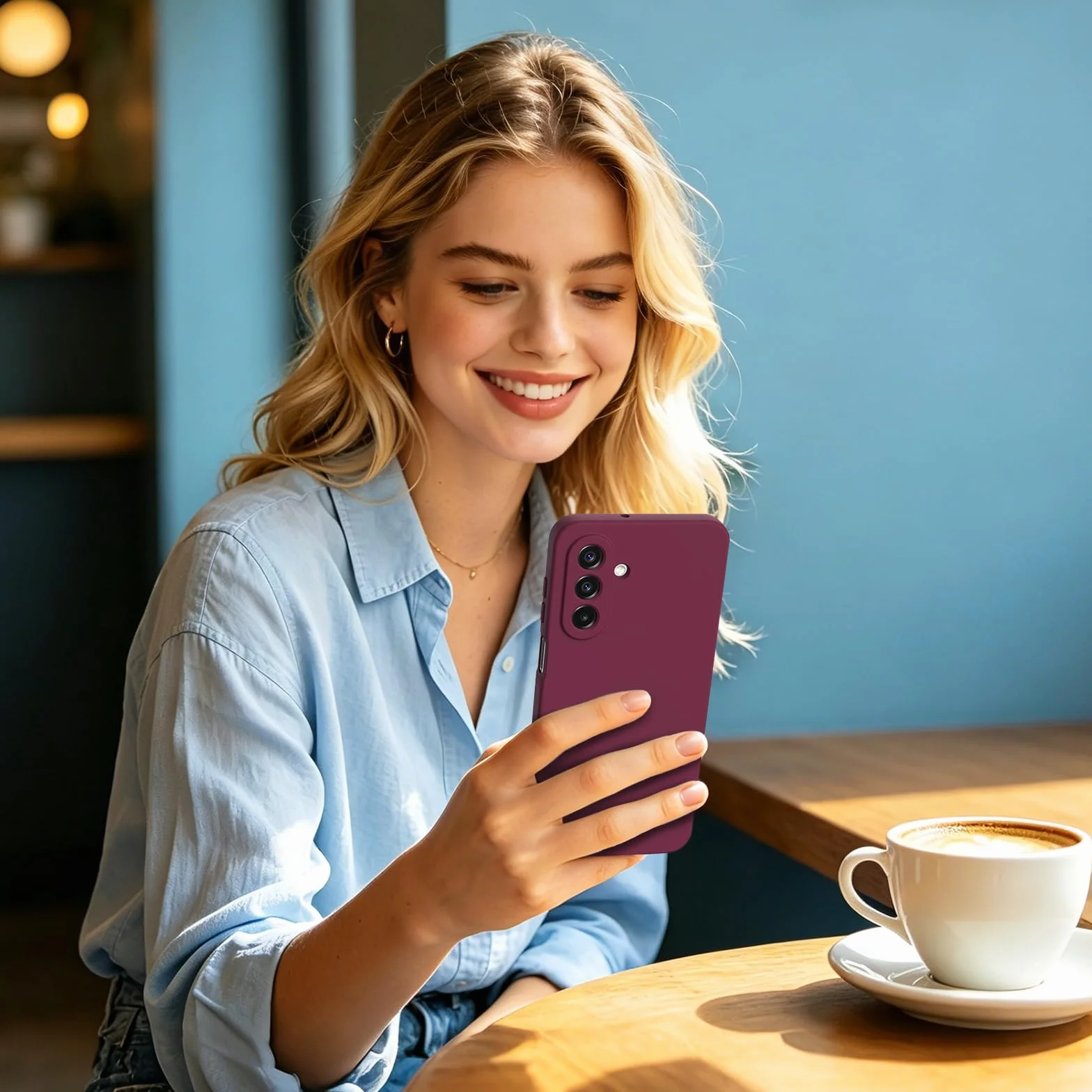 Cover per Samsung Galaxy A17 4G/5G, con 2 Proteggi Schermo in Vetro Temperato, Case Protettiva Gomma Antiurto, Custodia in Silicone Morbido TPU Liquido - Bordeaux
