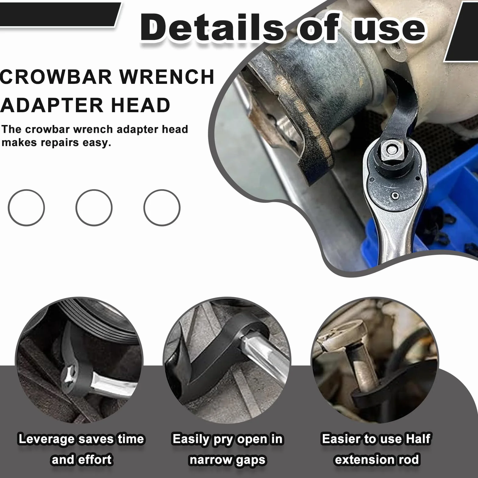 Piede di Porco Wrench Adapter 1/2 Pollice - Resistente alla Ruggine Multifunzionale per Riparazioni Auto