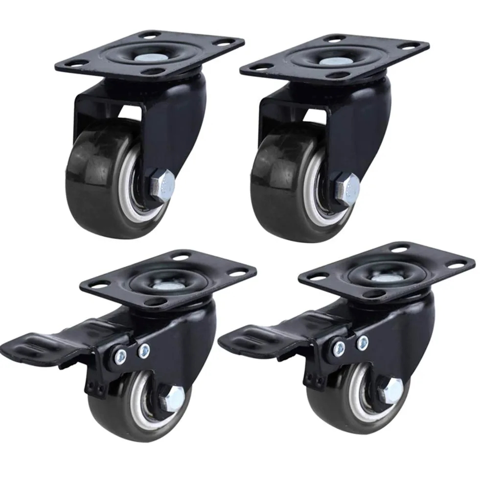 Ruote per carichi Pesanti da 2 Pollici (50 mm) Ruote industriali per Trasporto con Freno Piastra Fissa Girevoli universali silenziose Ruote per Carrello Lettino per Bambini Mobili per pavime