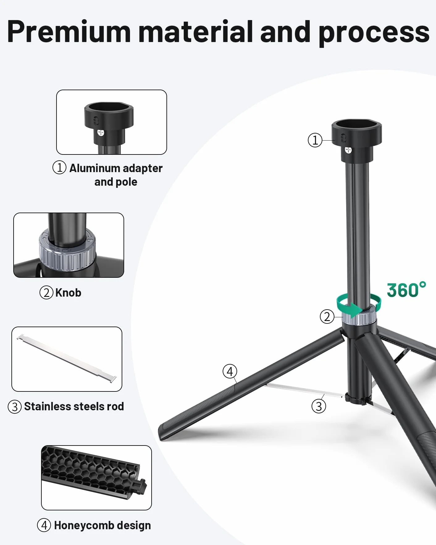 Supporto a Treppiede Portatile per Mini Antenna Satellitare, Compatibile con Starlink Mini, Adattatore in Alluminio Pieghevole per Campeggio e Viaggi