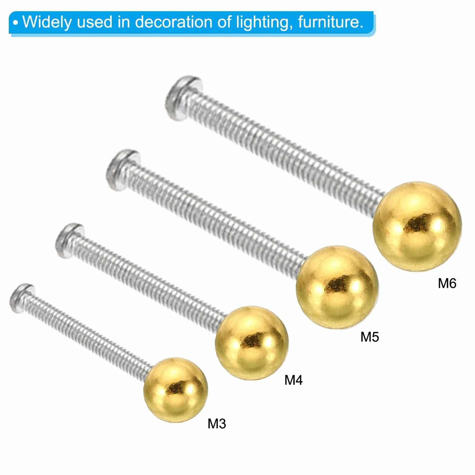 PATIKIL M4 x 9mm Dadi a Sfera Pomelli, Pz30 Tappi a Sfera Acciaio Maniglia Foro Cieco Decorazione Dado Lampada Mobili