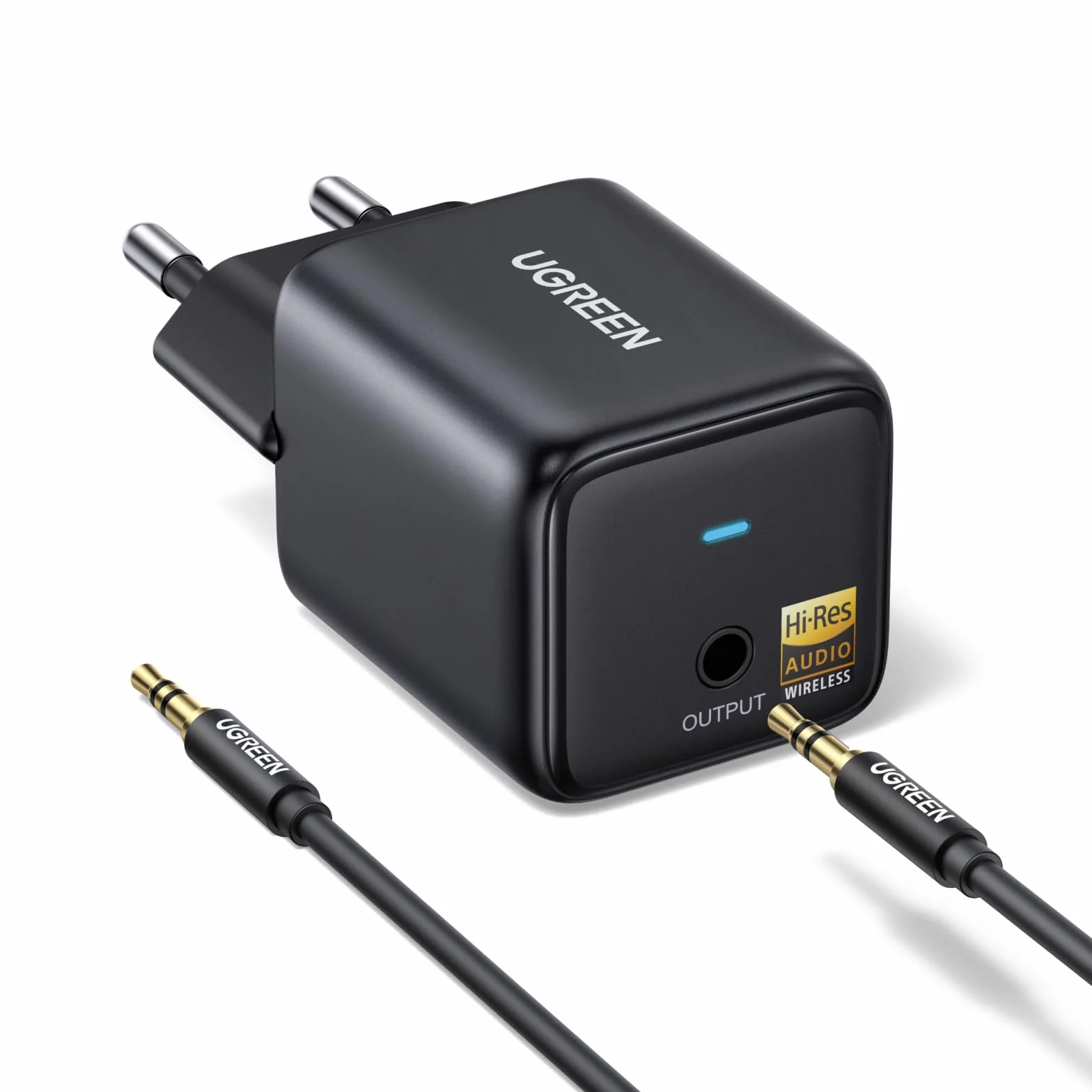 UGREEN Ricevitore Bluetooth 6.0 LDAC/SBC/AAC Audio Adattatore 3,5 mm Hi-Res HiFi Bassa Latenza Wireless Alimentatore a Innesto Diretto Compatibile con Telefono Tablet Altoparlante Amplificatore
