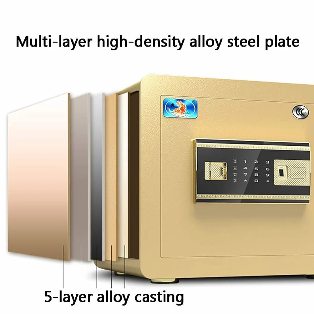 strongbox Cassaforte e ignifugo impermeabile di sicurezza armadio digitale sicuro elettronico con password di impronte digitali doppio allarme di sicurezza adatto per casa ufficio grande capacità