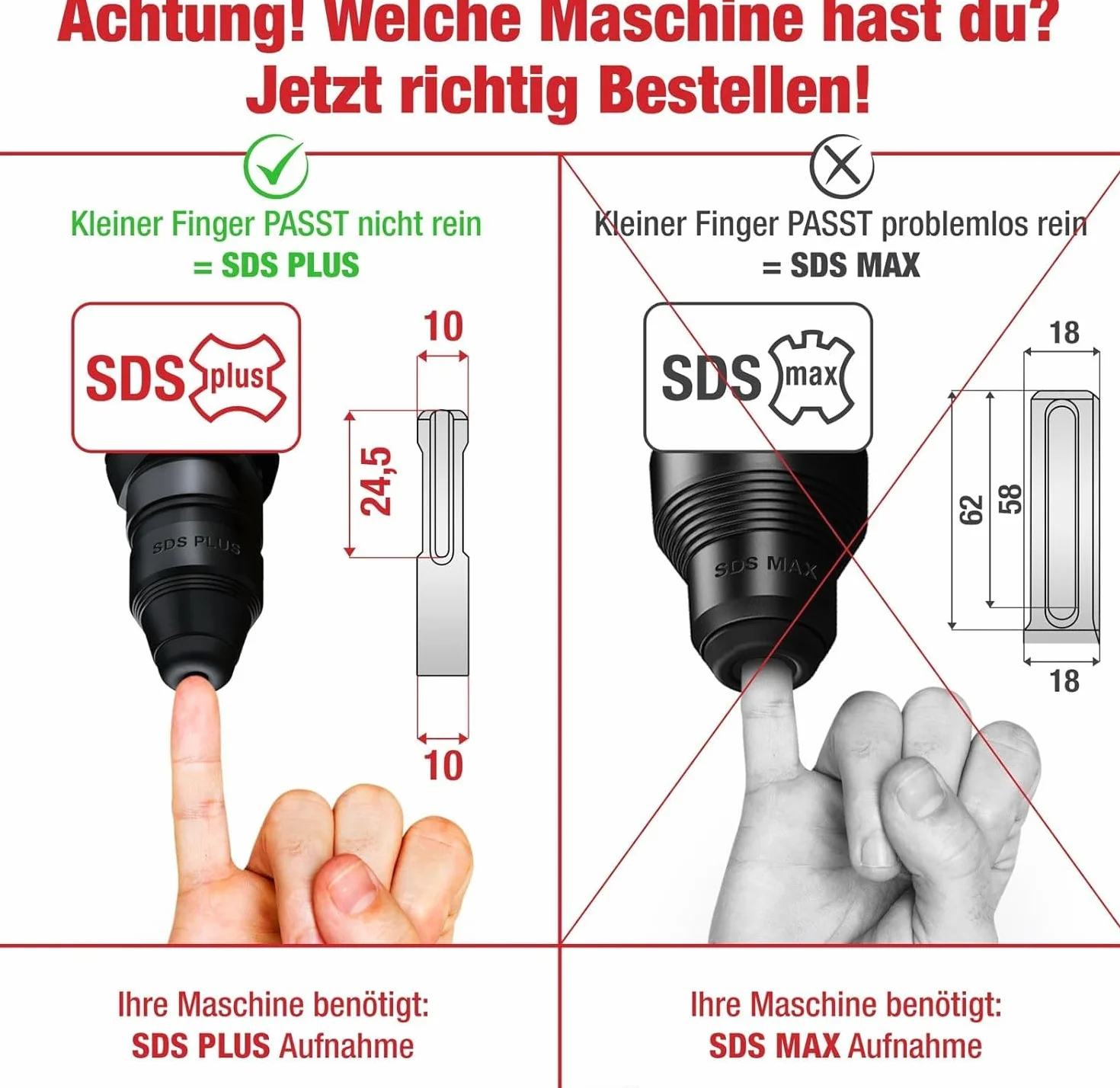 SCHWABENBACH® SDS Plus - Set di 4 scalpelli da 250 mm, scalpello piatto da 50 mm, scalpello piatto da 50 mm + 25 mm + scalpello a punta - Scalpello SDS-Plus universale per martelli perforatori