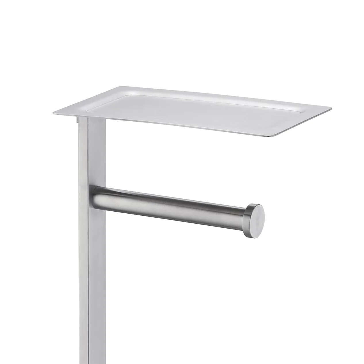 Miyili Porta carta igienica autoportante in acciaio inox con ripiano quadrato finitura spazzolata, F04N2