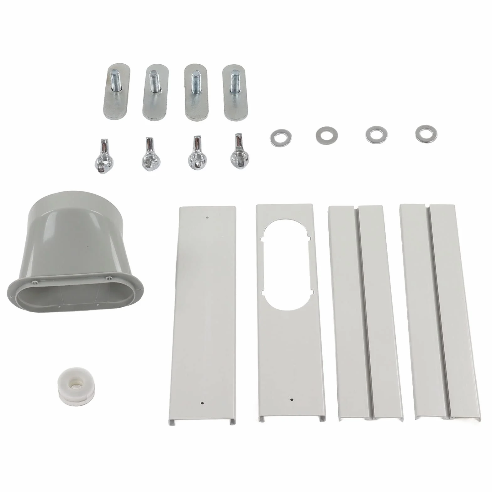 Kit Finestra per Condizionatore Portatile Regolabile 43-140cm con Adattatore 130mm PVC Include 4 Deflettori Viti e Striscia Fissa