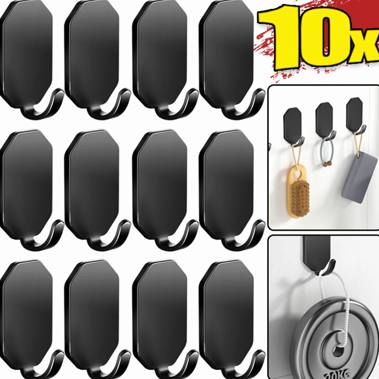 ganci appendiabiti 1/10 Pezzi Ganci Adesivi Da Parete In Acciaio Inossidabile Resistenti Impermeabili Bagno Di Casa Appendere Asciugamani Chiavi Borse Cappotto