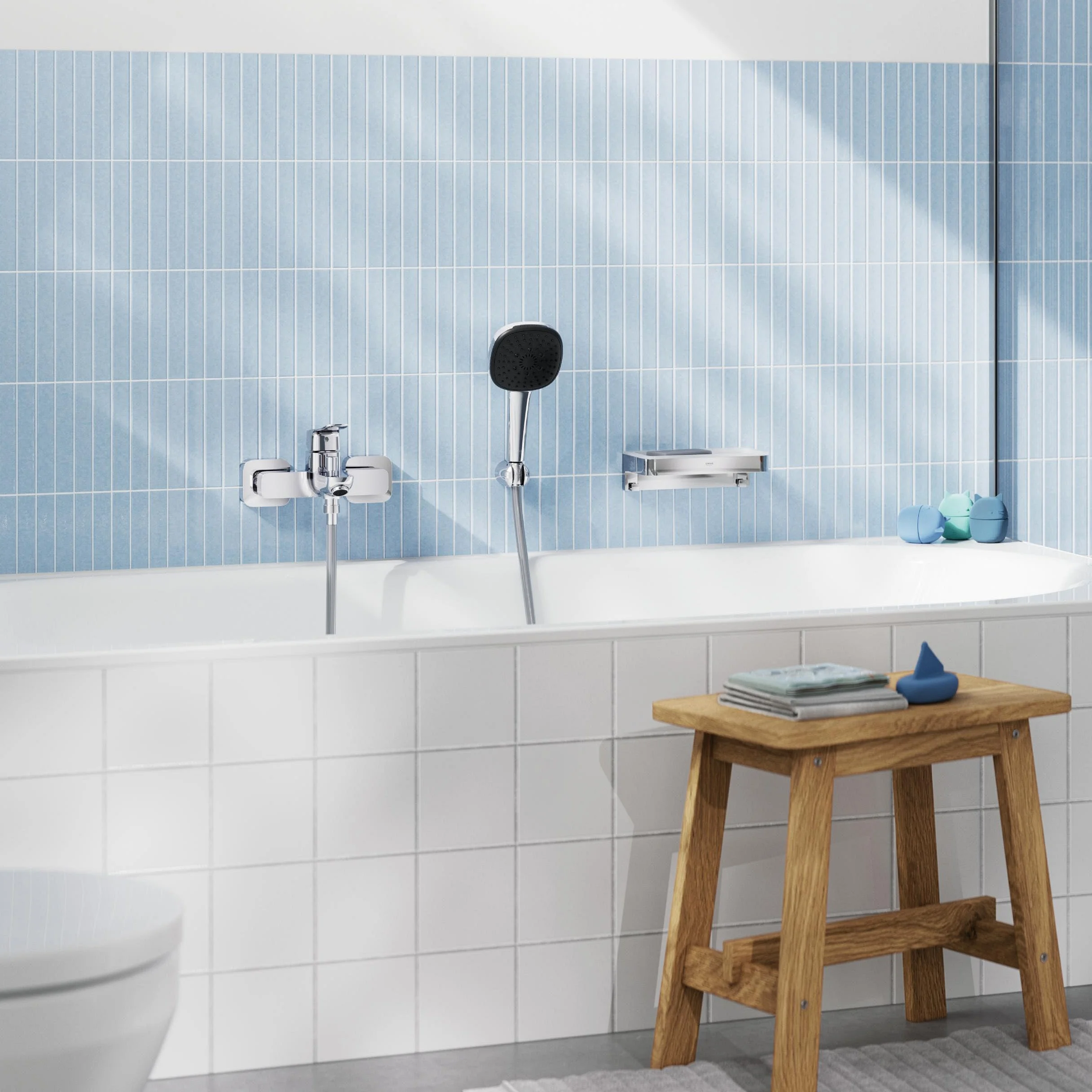 GROHE Dice Miscelatore vasca/doccia a vista con deviatore automatico parete leva metallo cartuccia ceramica 35 mm QuickSpanner Cromo