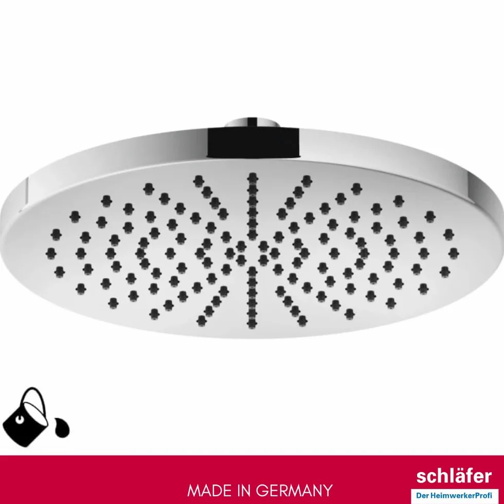 Schläfer 136010 | Soffione Doccia Tondo Ø 20cm, Soffione Doccia Anticalcare con Getto a Pioggia ad Alta Pressione in Abs, Snodo Girevole Universale G 1/2"