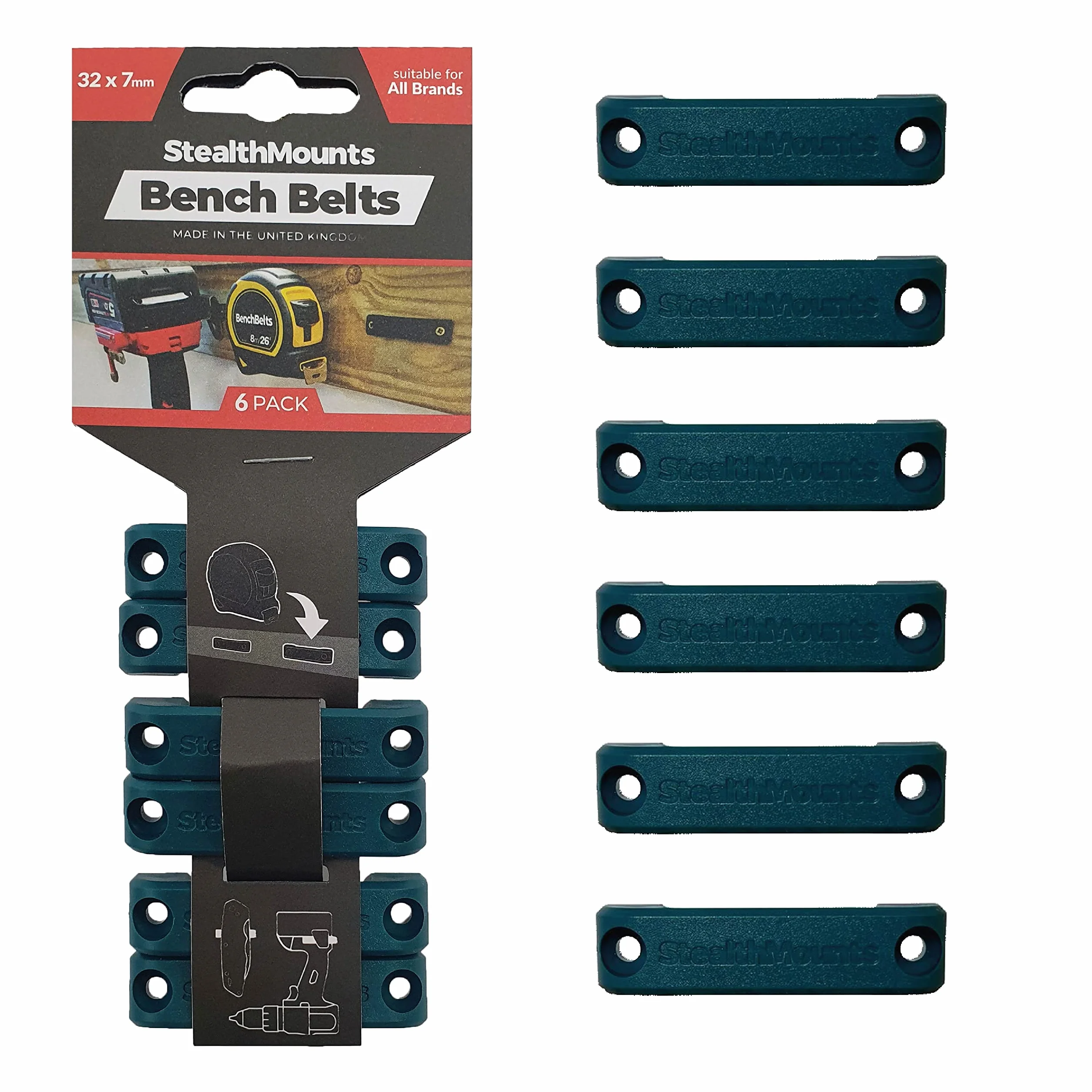StealthMounts Cintura da banco supporto universale per attrezzi set da 6 pezzi blu
