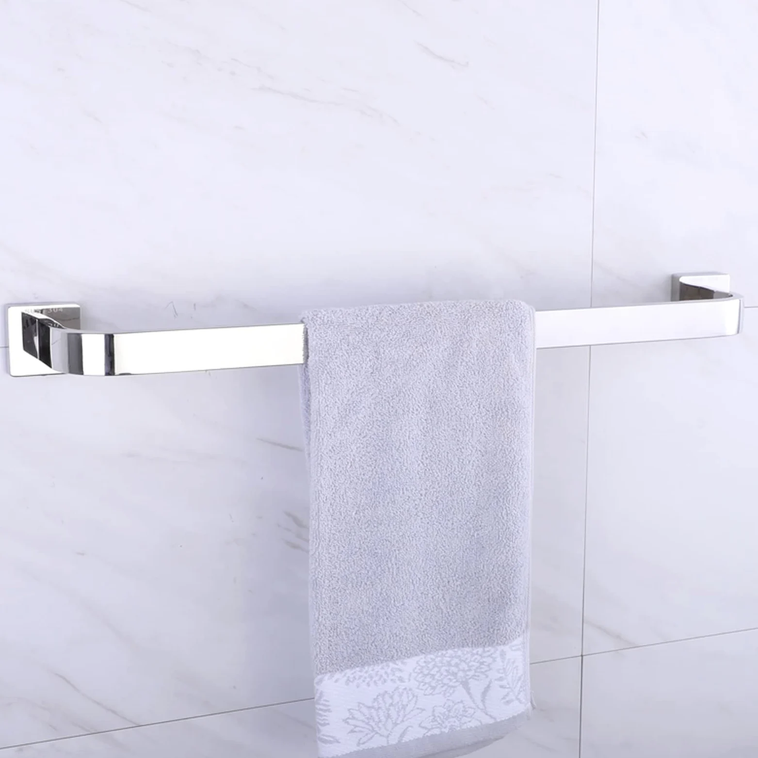 Portasciugamani Singolo a Parete, portasciugamani Quadrato, portasciugamani di Grandi Dimensioni in Acciaio Inossidabile SUS304, per Accessori da Bagno e Cucina, 50cm-100cm, Argento (dimensi