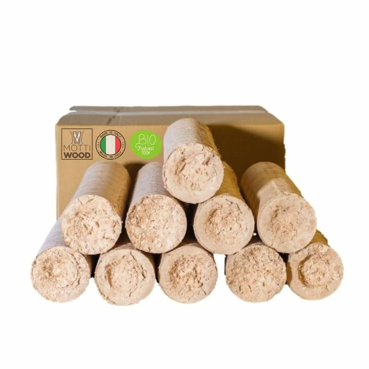 Bricchetti Legno Faggio 10KG 8Pz Naturale Per Stufe Caminetti Forni