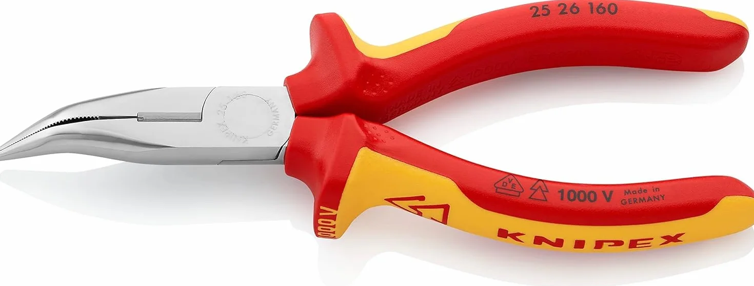 KNIPEX Pinza per meccanica con becchi mezzotondi con tronchese cromata isolata, 25 26 160